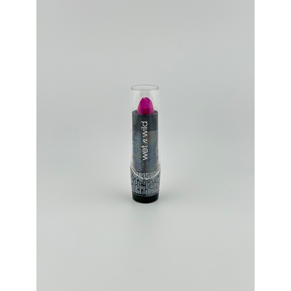 Wet n Wild Silk Finish Lipstick 527B Fuchsia with Blue Pearl Pink Shimmer Used